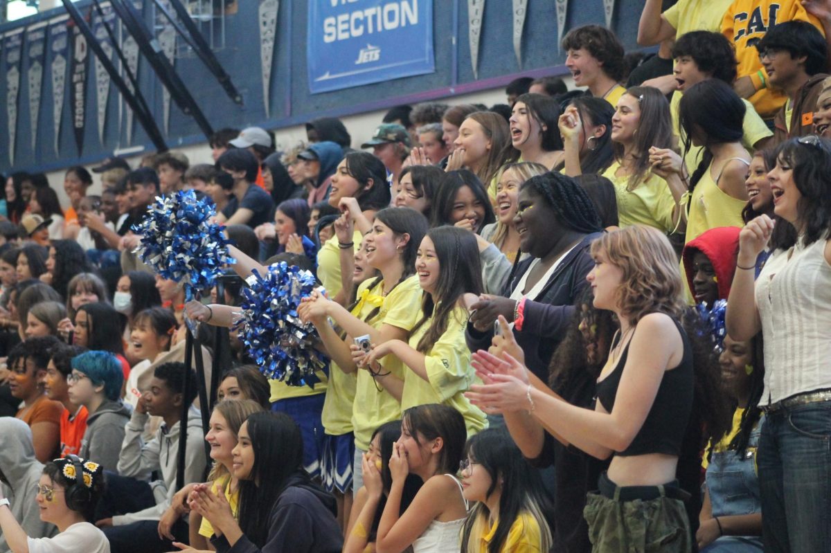 Class of 2026 cheers right on cue during the 2023 Homecoming assembly.